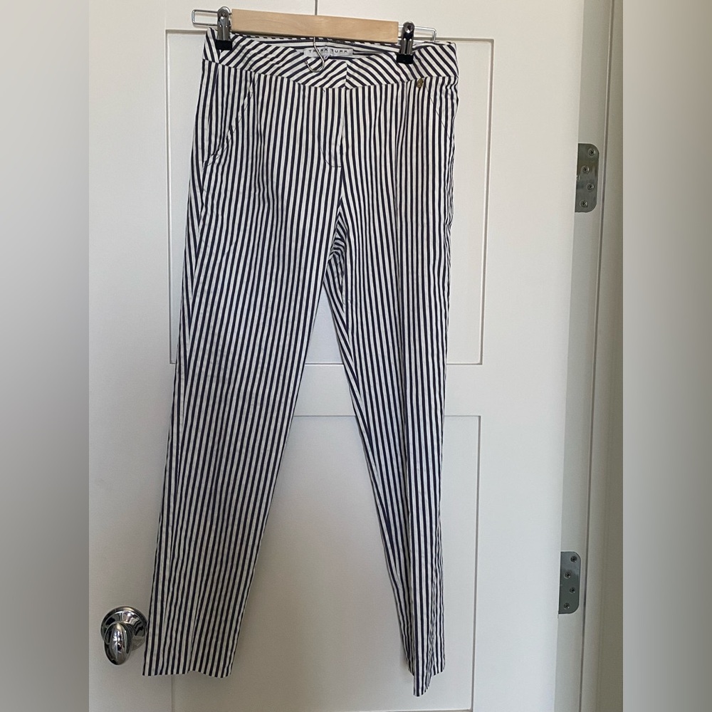 Trina Turk Navy and Cream Striped Pants.  Size 0